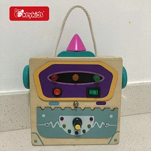 Customize Montessori Baby Sensory Toy Wooden Busy Board with LED Lights W12D632