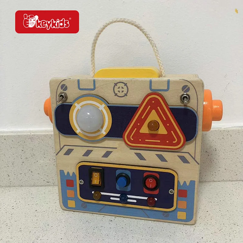 Customize Montessori Toddler Wooden Sensory Board Educational Toys with Switch Light W12D633